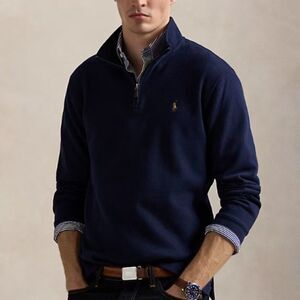 Polo Ralph Lauren Estate-Rib Quarter-Zip Pullover Men XXL Cotton Cruise Navy